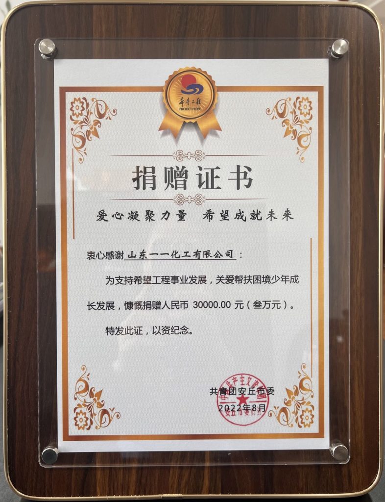 Shandong YiYi Chemical Co., Ltd donated 30000CNY to needy families in 2022